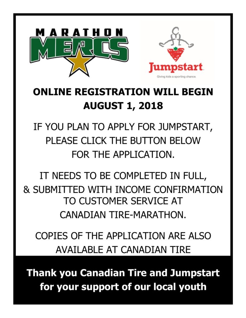 Jumpstart Application Page Marathon Minor Hockey Association